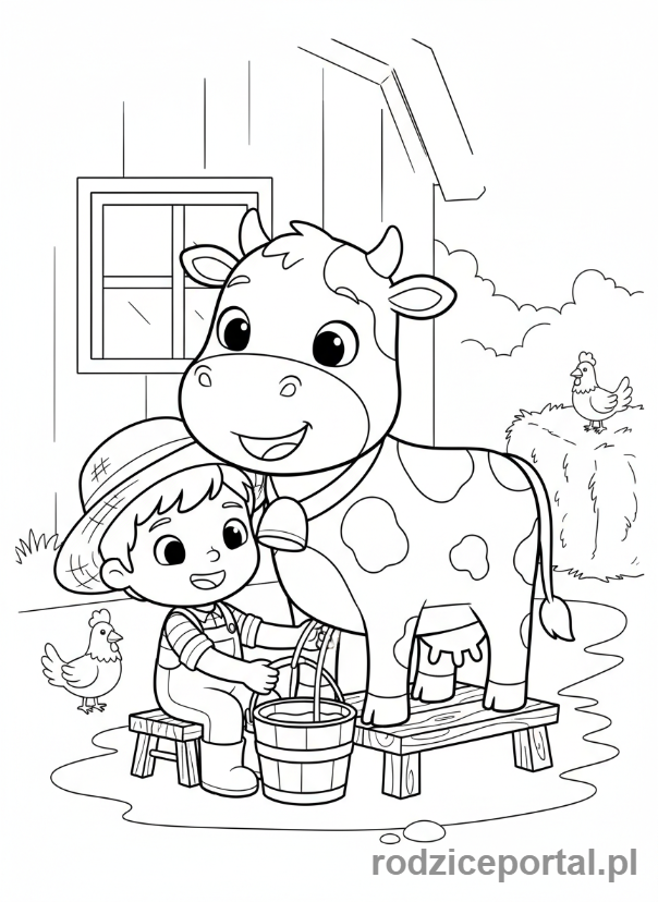 Kolorowanka Cocomelon - Krowa Cocomelon dająca mleko