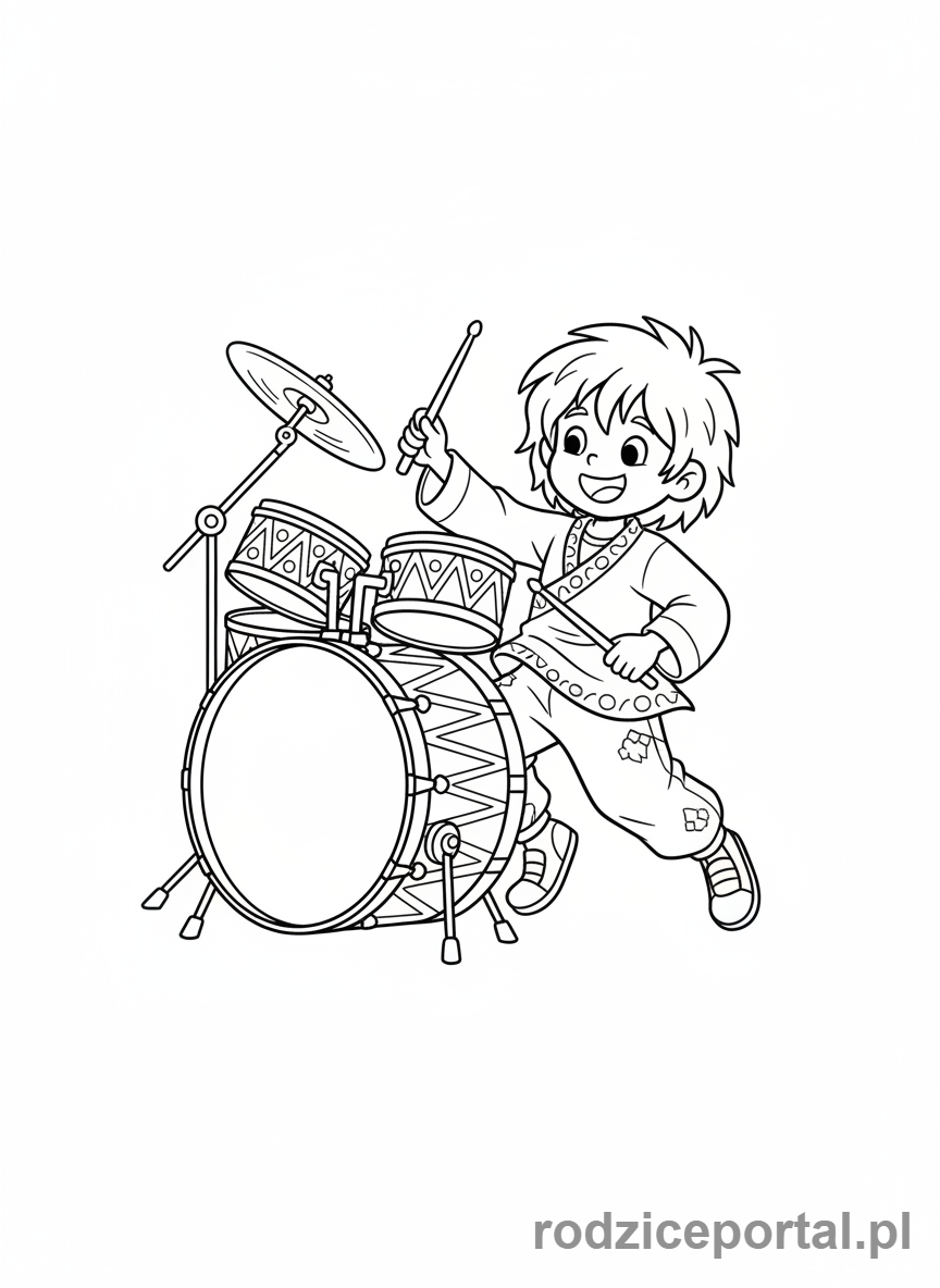 Kolorowanka Cocomelon - Nico grający na bębnie
