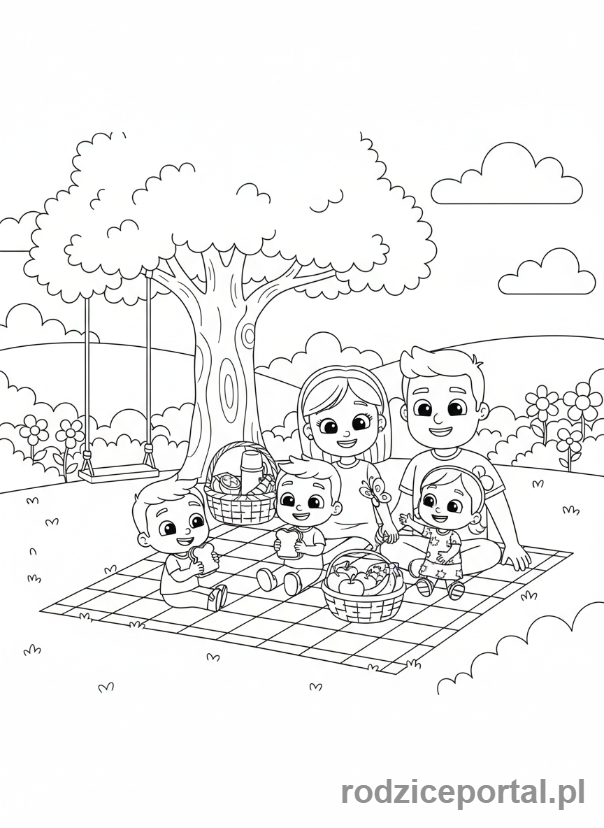 Kolorowanka Cocomelon - Rodzina Cocomelon na pikniku