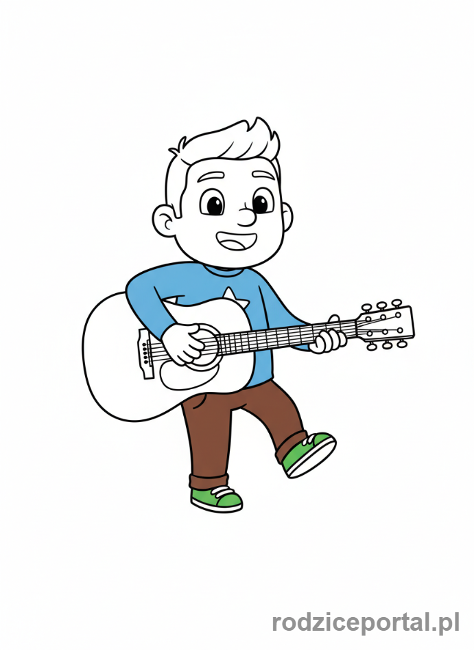 Kolorowanka Cocomelon - Tata Cocomelon grający na gitarze