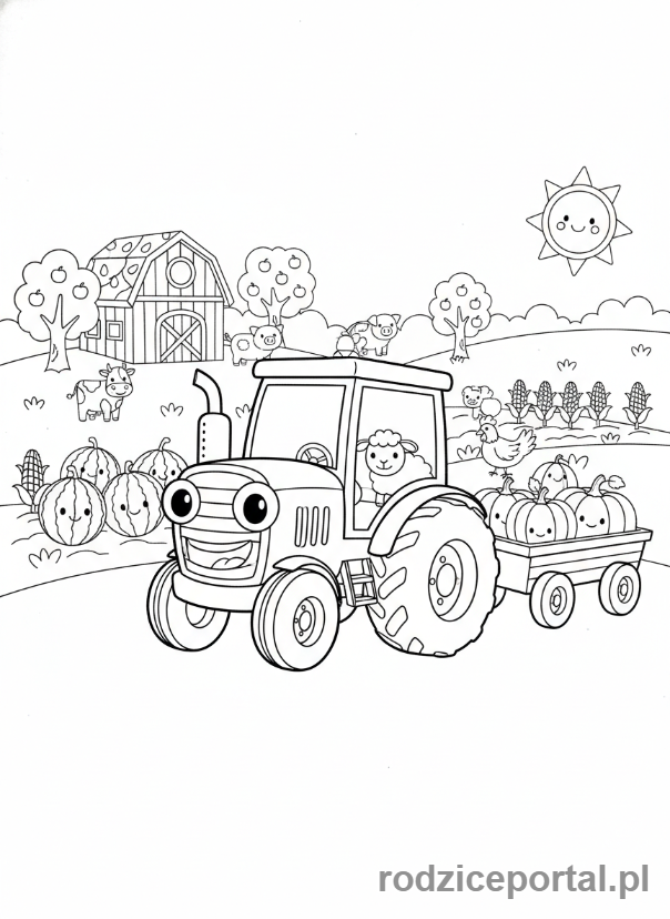 Kolorowanka Cocomelon - Traktor na farmie Cocomelon