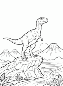 Kolorowanka Dinozaury - Allozaur stojący na skale