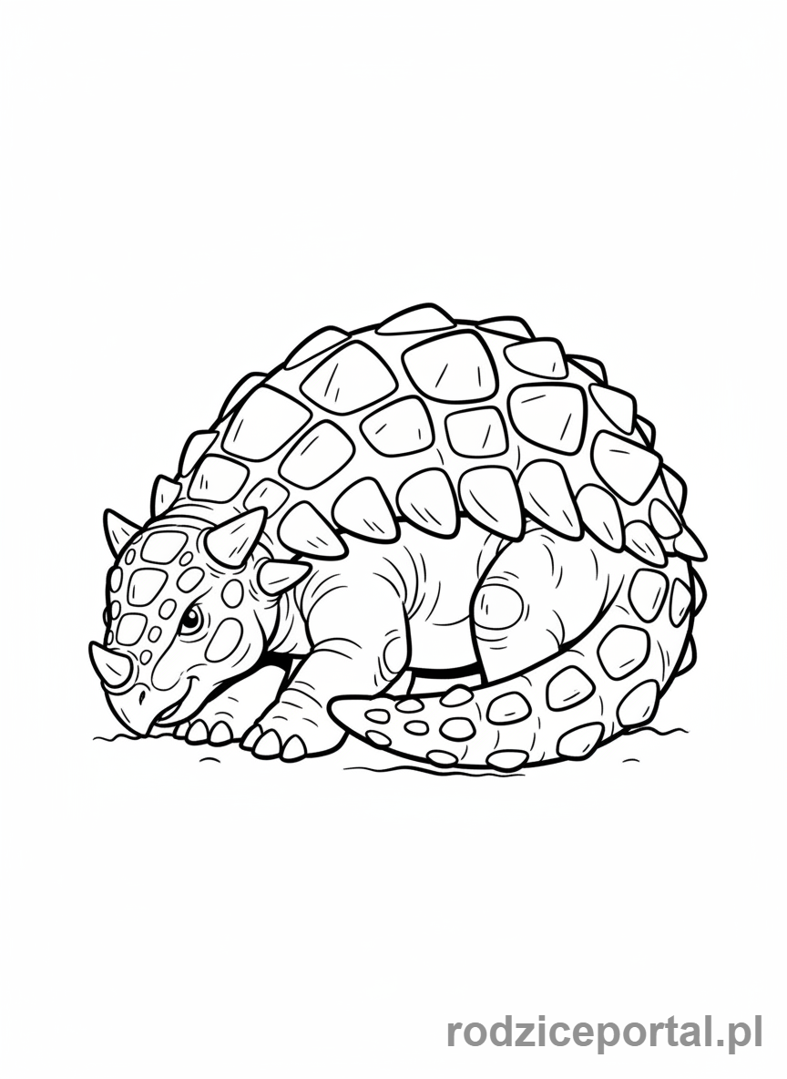 Kolorowanka Dinozaury - Ankylozaur chroniący się