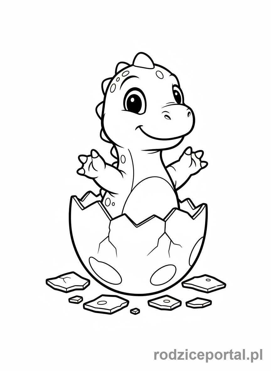 Kolorowanka Dinozaury - Dinozaur wykluwający się z jajka