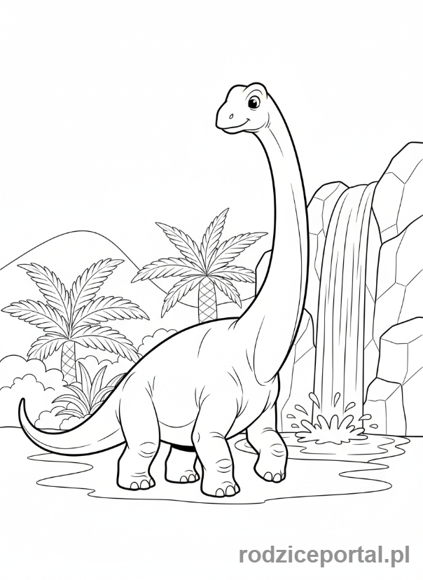 Kolorowanka Dinozaury - Dinozaur z długą szyją i krótkim ogonem