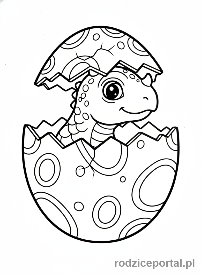 Kolorowanka Dinozaury - Jajo dinozaura pęknięte