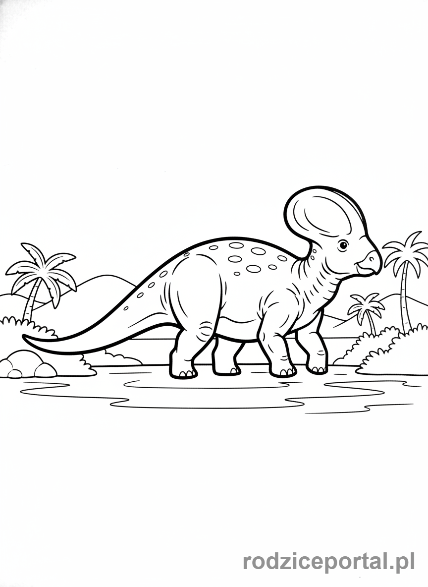 Kolorowanka Dinozaury - Korytozaur z kaskiem na głowie