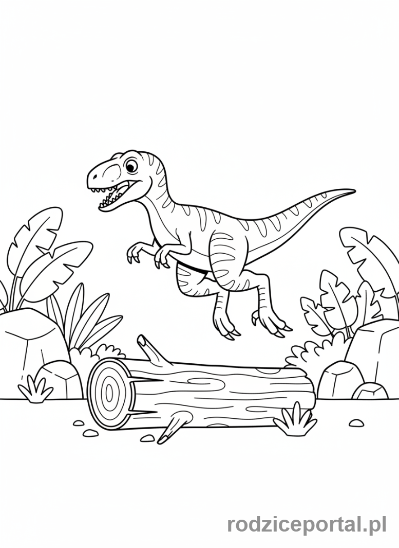 Kolorowanka Dinozaury - Mały raptor skaczący
