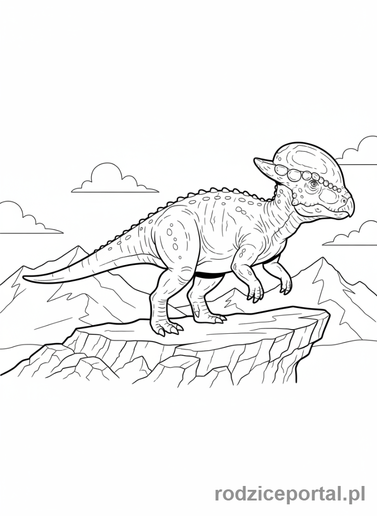 Kolorowanka Dinozaury - Pachycefalozaur z grubą głową