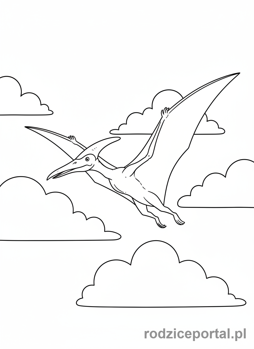 Kolorowanka Dinozaury - Pterodaktyl latający.
