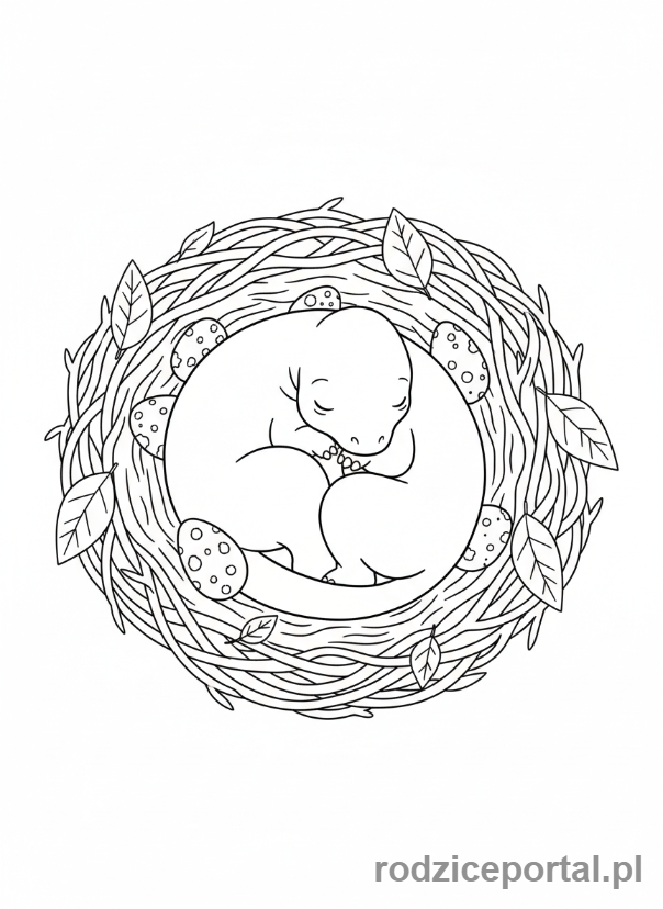 Kolorowanka Dinozaury - Śpiący mały Brachiozaur.