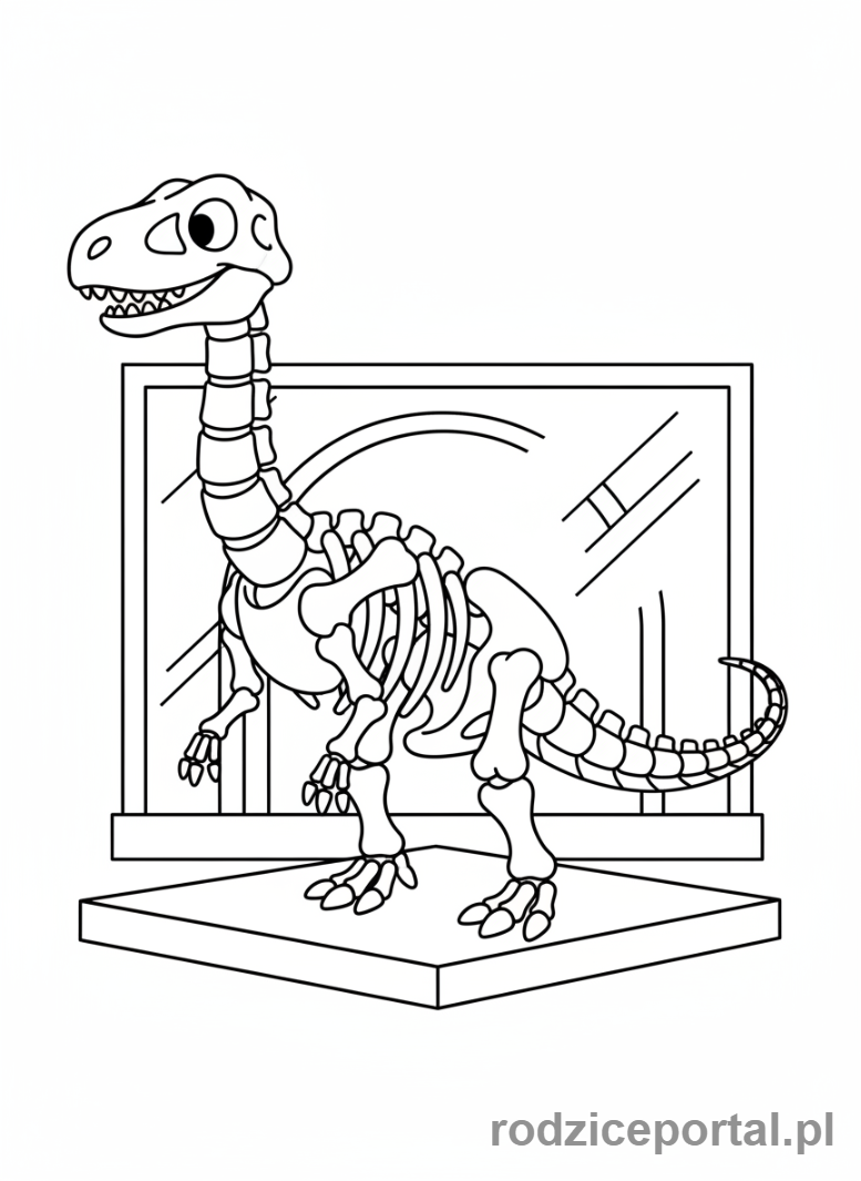 Kolorowanka Dinozaury - Szkielet dinozaura.
