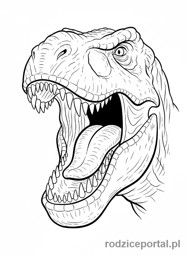 Kolorowanka Dinozaury - T-Rex z otwartą paszczą
