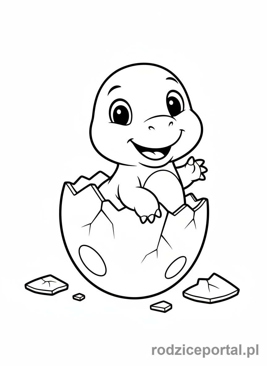 Kolorowanka Dinozaury - Wykluwający się dinozaur.