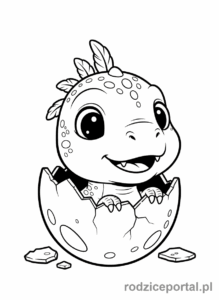 Kolorowanka Dinozaury - Wylęgające się jajo dinozaura