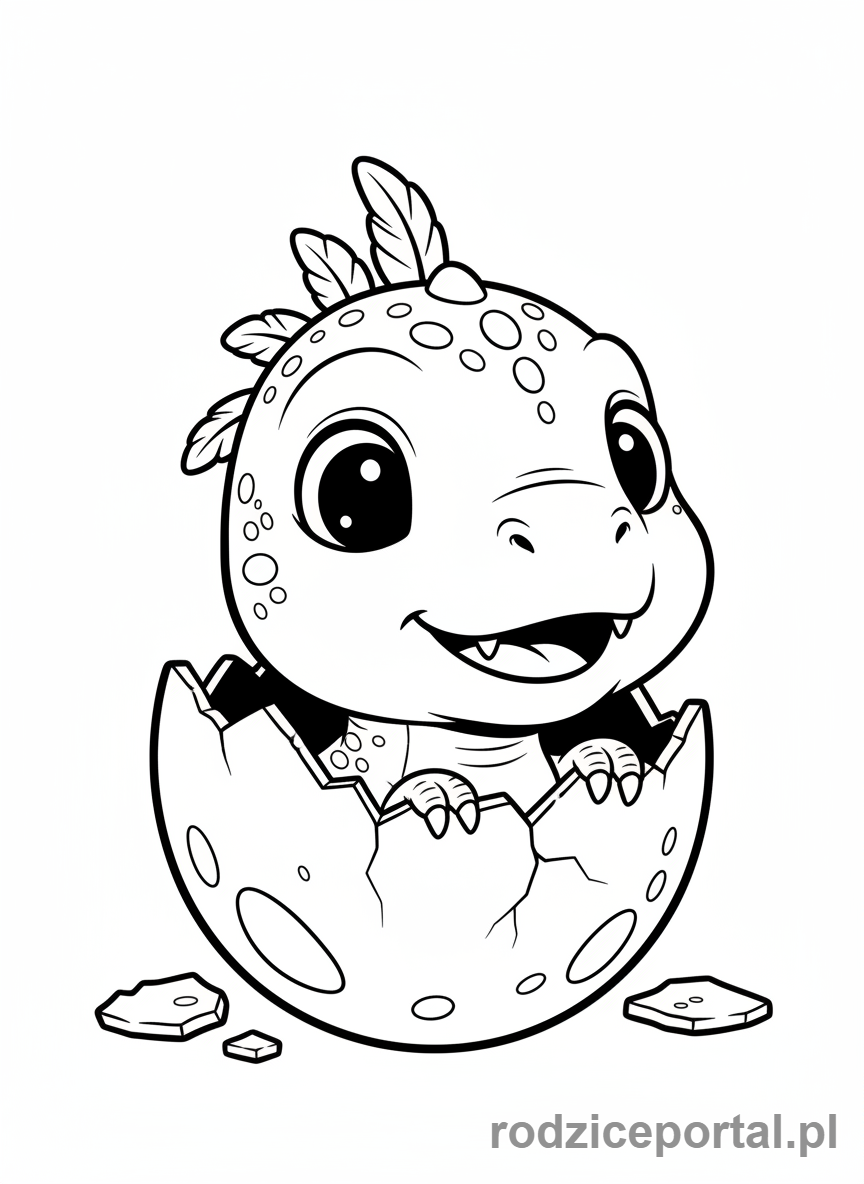 Kolorowanka Dinozaury - Wylęgające się jajo dinozaura
