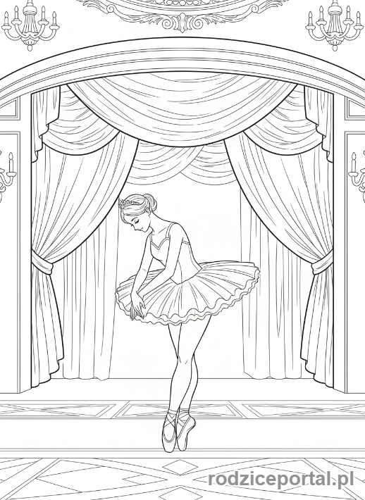 Kolorowanka Dla Dziewczynek - Baletnica na scenie