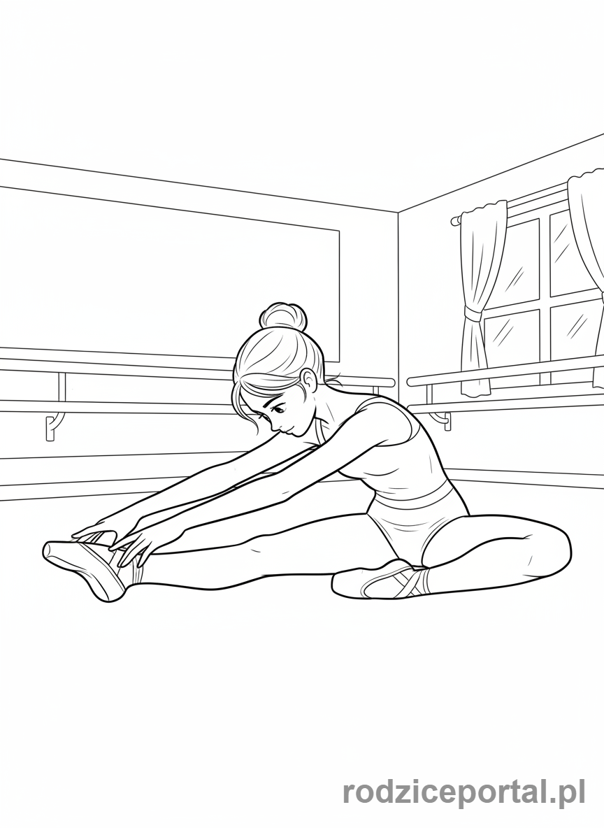 Kolorowanka Dla Dziewczynek - Baletnica rozciągająca się