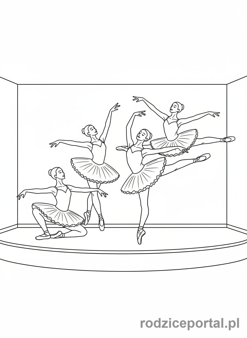 Kolorowanka Dla Dziewczynek - Baletnica z kolegami