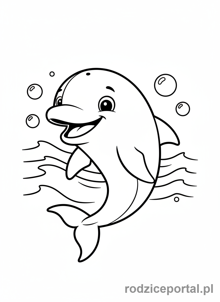 Kolorowanka Dla Dziewczynek - Delfin z uśmiechem