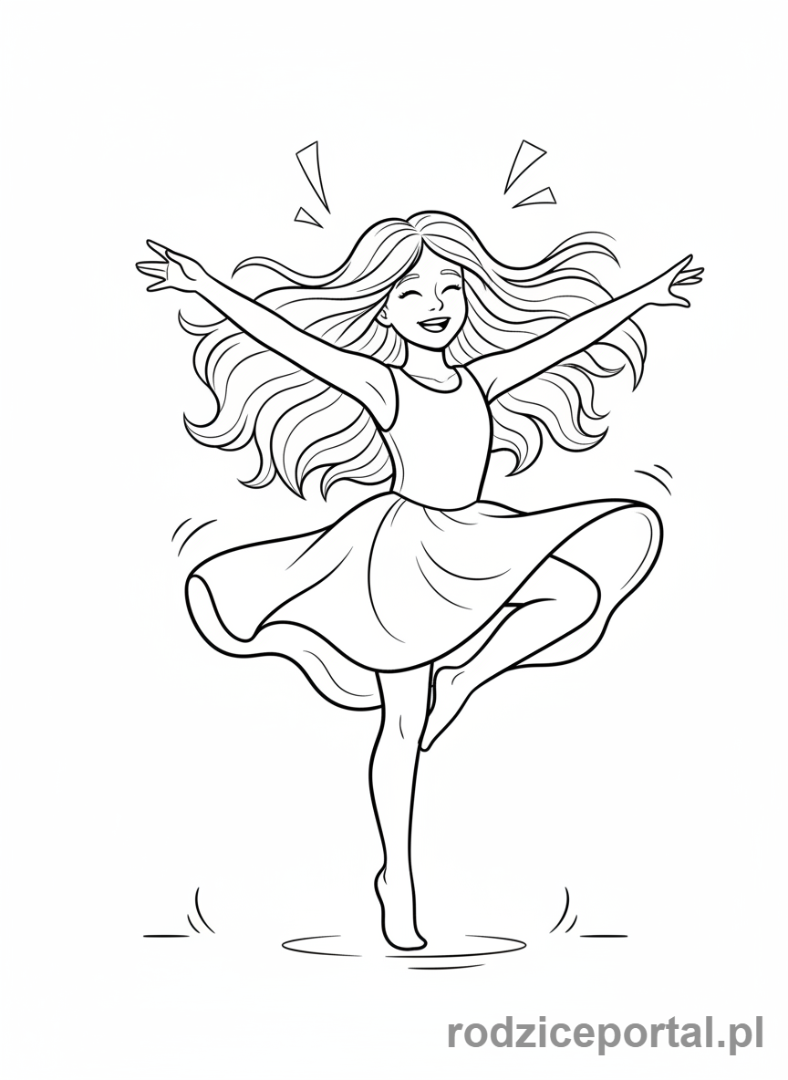Kolorowanka Dla Dziewczynek - Dziewczynka tańcząca
