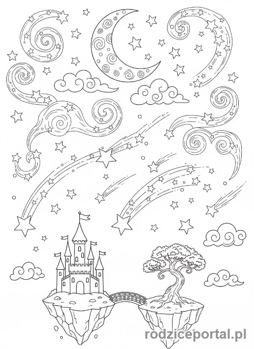 Kolorowanka Dla Dziewczynek - Gwiazdy spadające