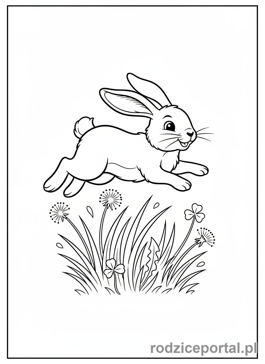 Kolorowanka Dla Dziewczynek - Królik skaczący