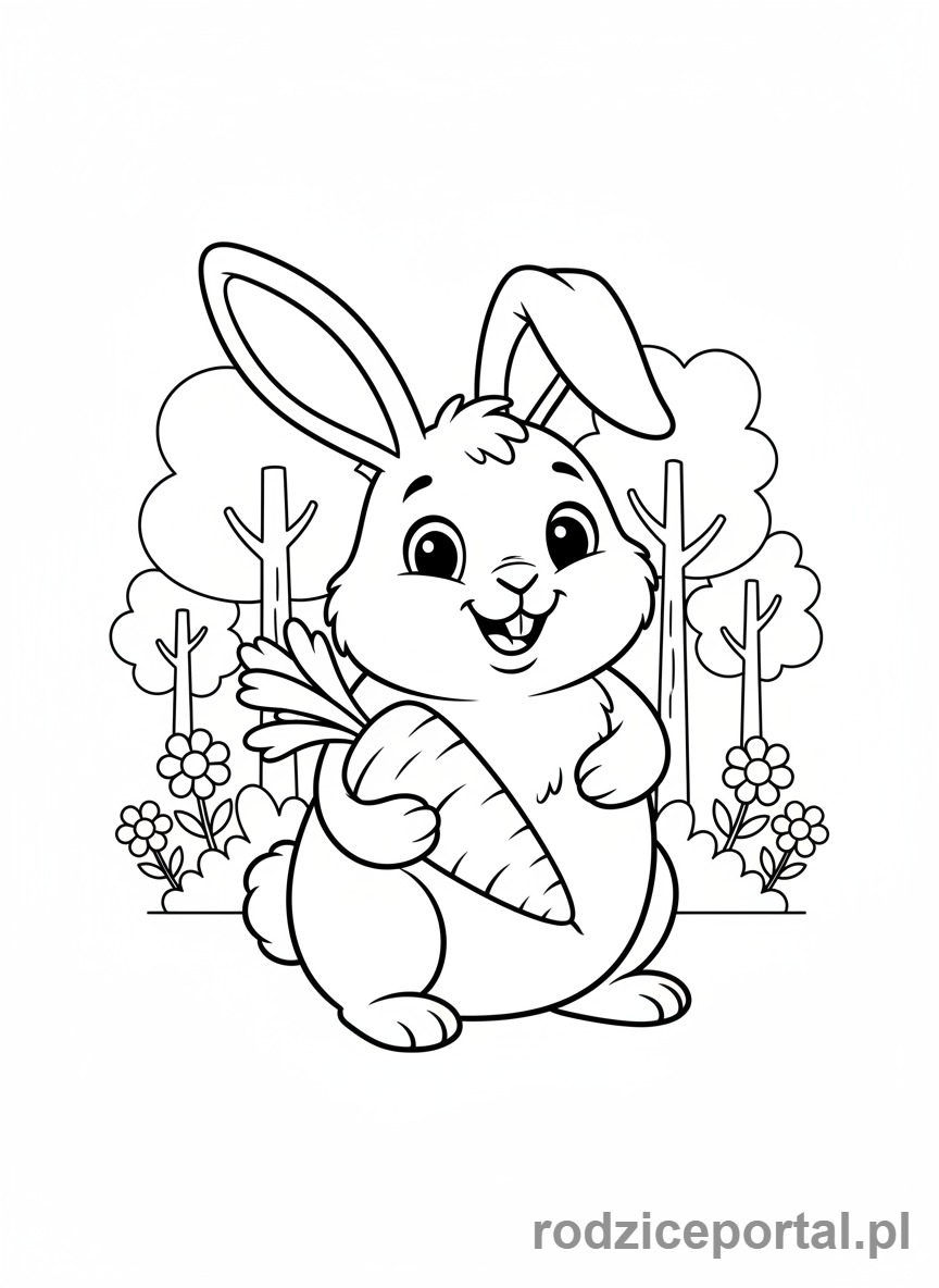 Kolorowanka Dla Dziewczynek - Królik z marchewką