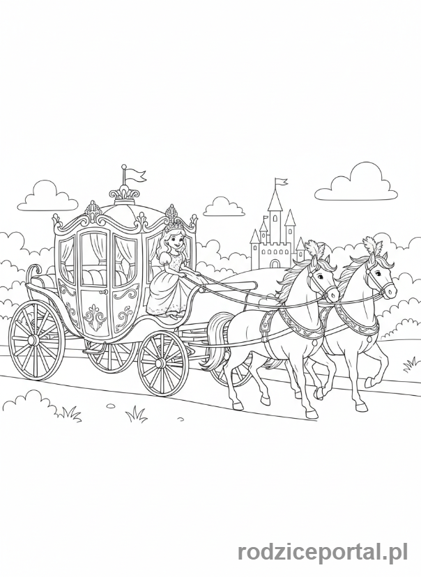 Kolorowanka Dla Dziewczynek - Księżniczka w karecie