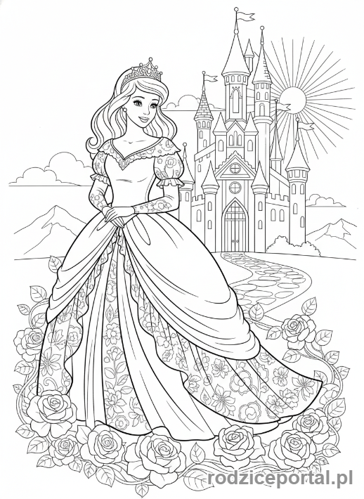 Kolorowanka Dla Dziewczynek - Księżniczka w zamku.