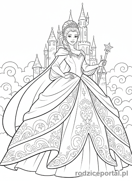 Kolorowanka Dla Dziewczynek - Księżniczka z dumną postawą