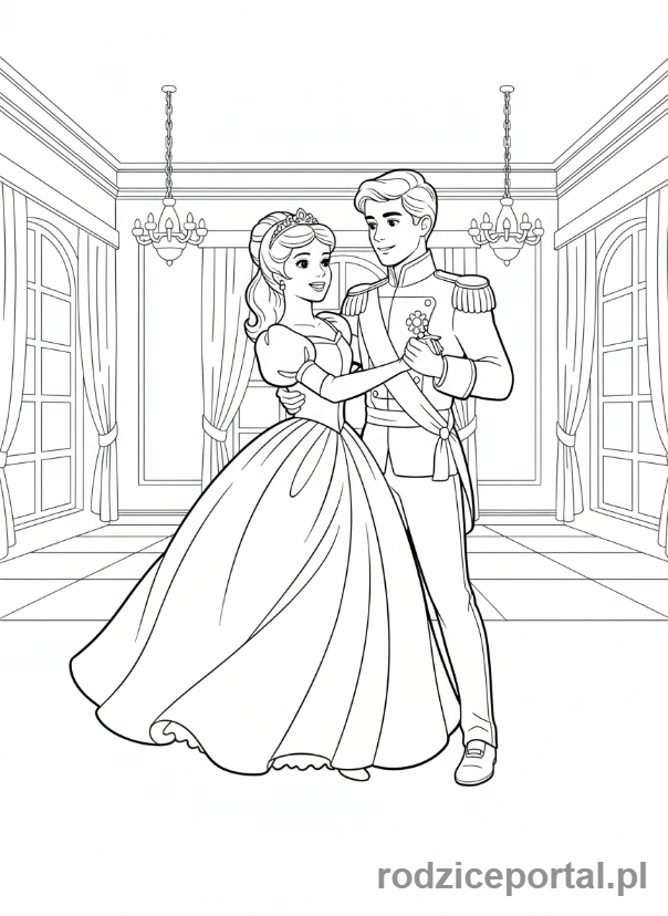 Kolorowanka Dla Dziewczynek - Księżniczka z księciem