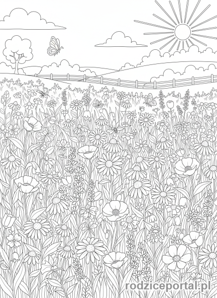 Kolorowanka Dla Dziewczynek - Kwiaty polne
