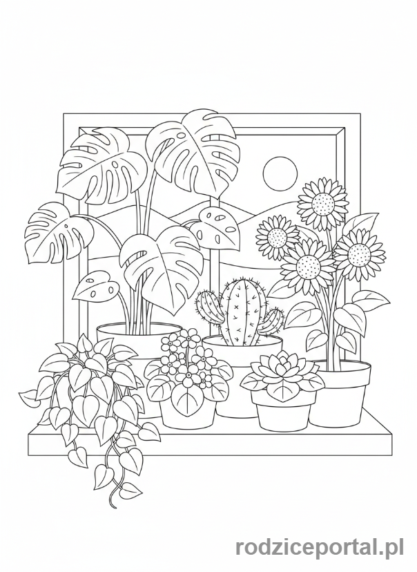Kolorowanka Dla Dziewczynek - Kwiaty w doniczce