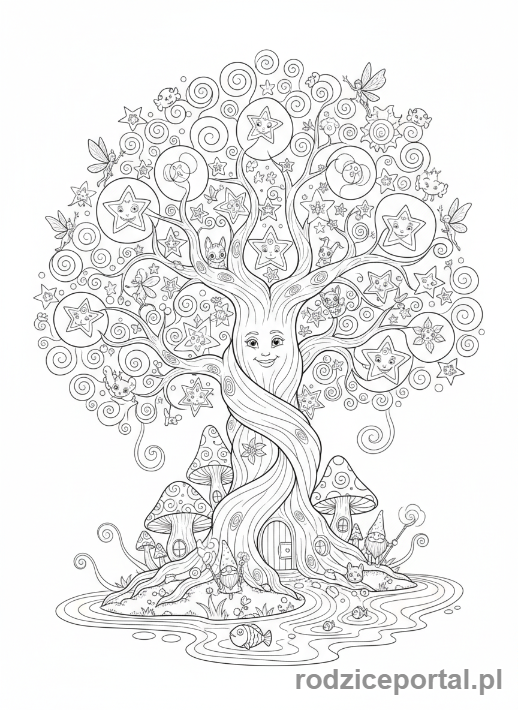 Kolorowanka Dla Dziewczynek - Magiczne drzewo