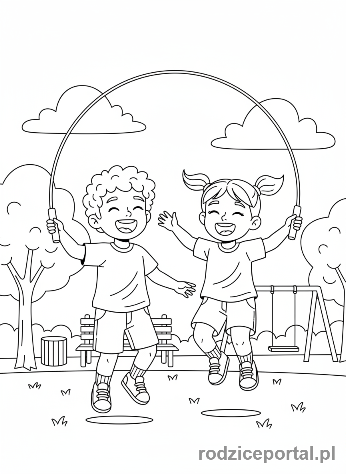 Kolorowanka Dla Dziewczynek - Przyjaciółki bawiące się razem.