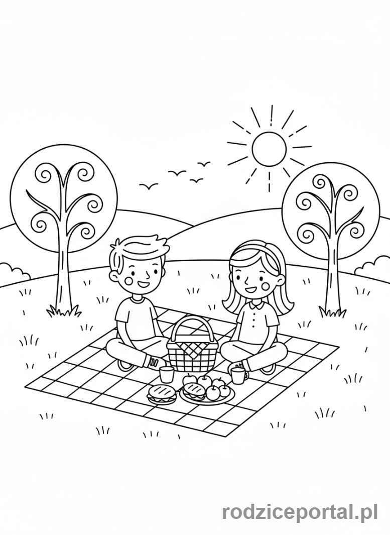Kolorowanka Dla Dziewczynek - Przyjaciółki na pikniku