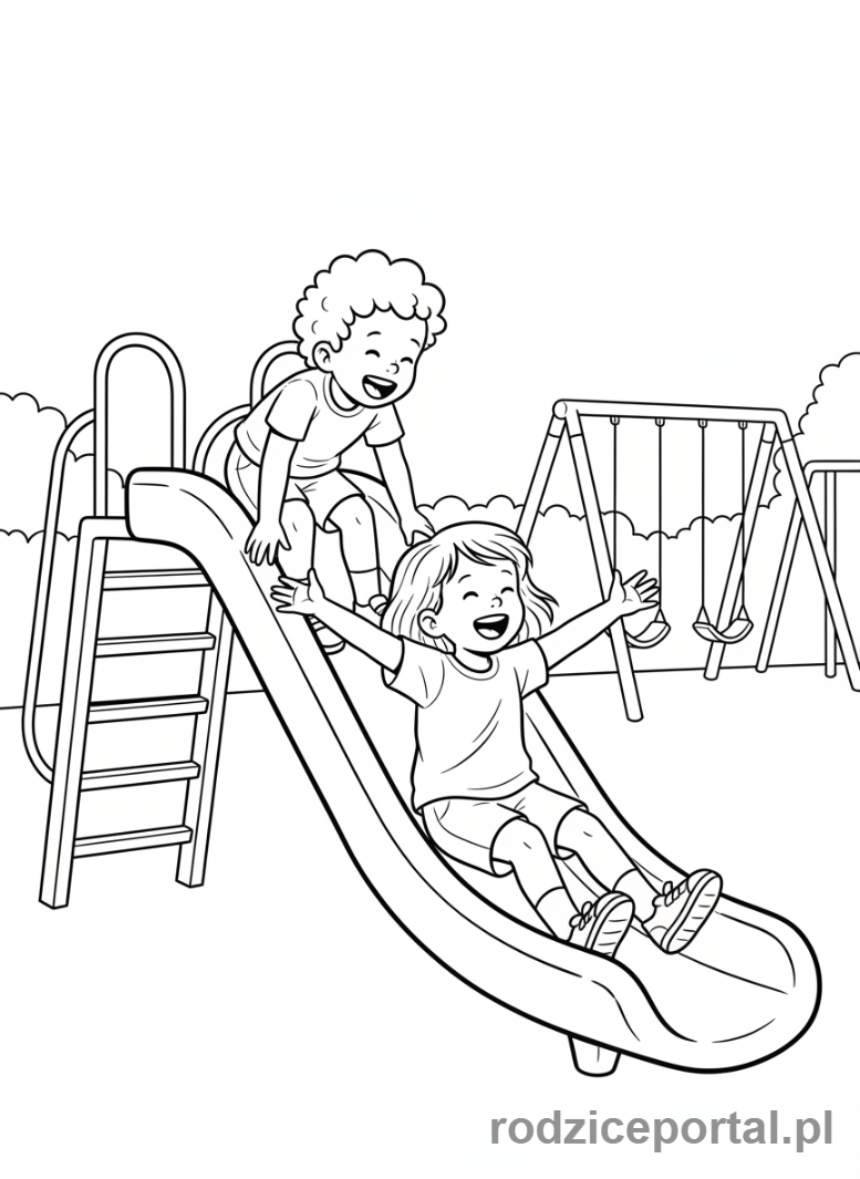 Kolorowanka Dla Dziewczynek - Przyjaciółki na placu zabaw