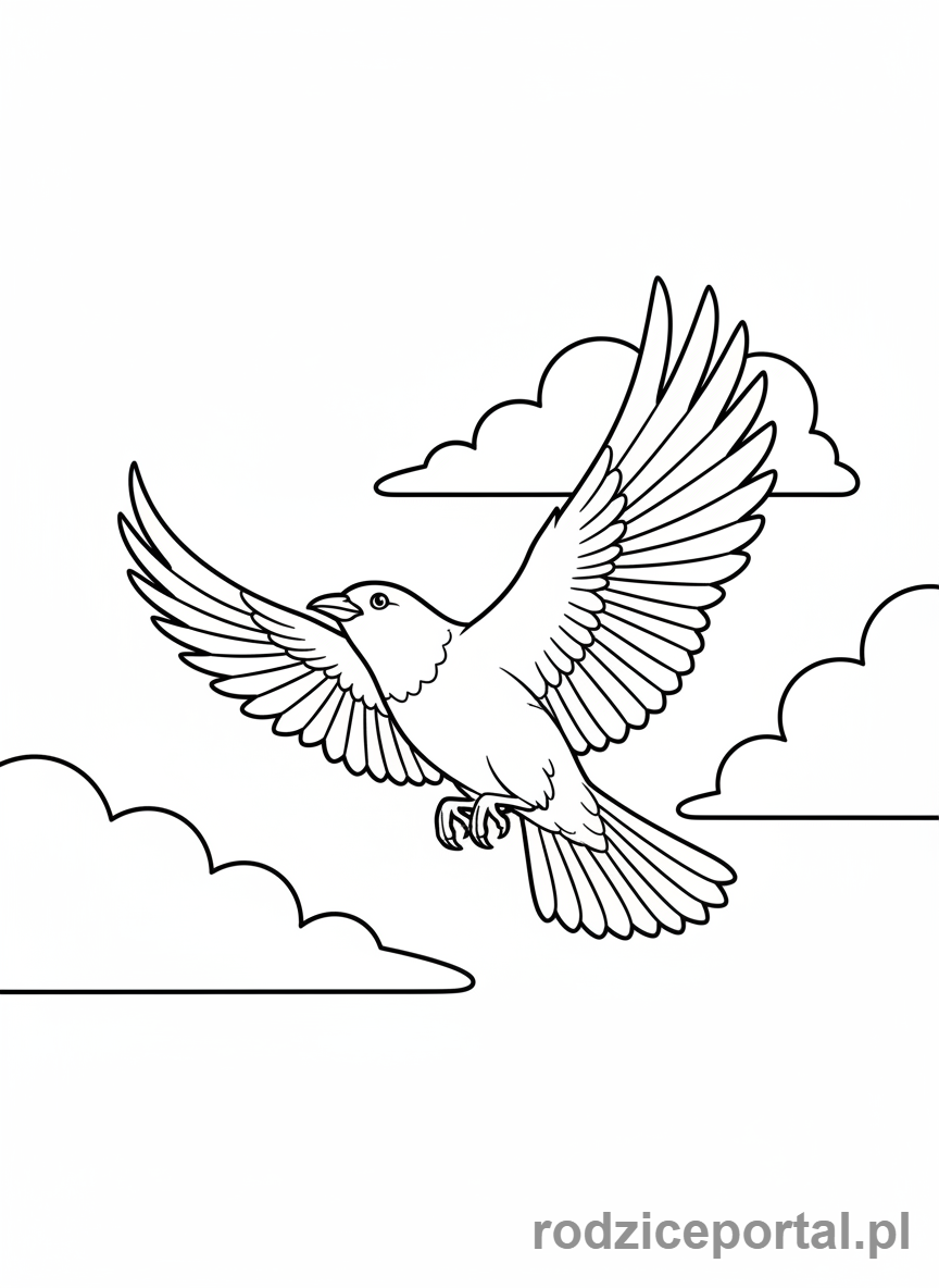 Kolorowanka Dla Dziewczynek - Ptak w locie