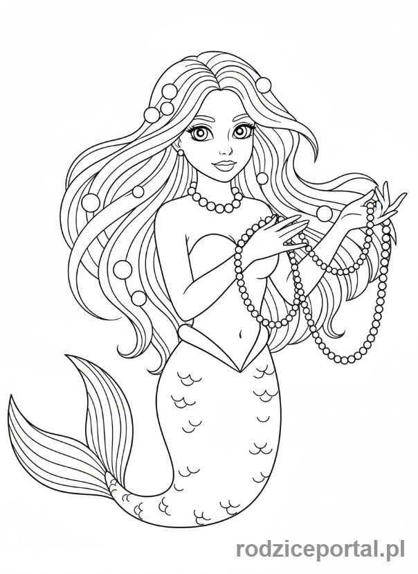 Kolorowanka Dla Dziewczynek - Syrenka z perłami