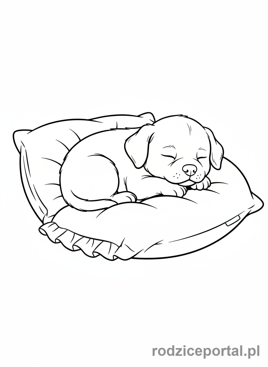 Kolorowanka Dla Dziewczynek - Szczeniak śpiący