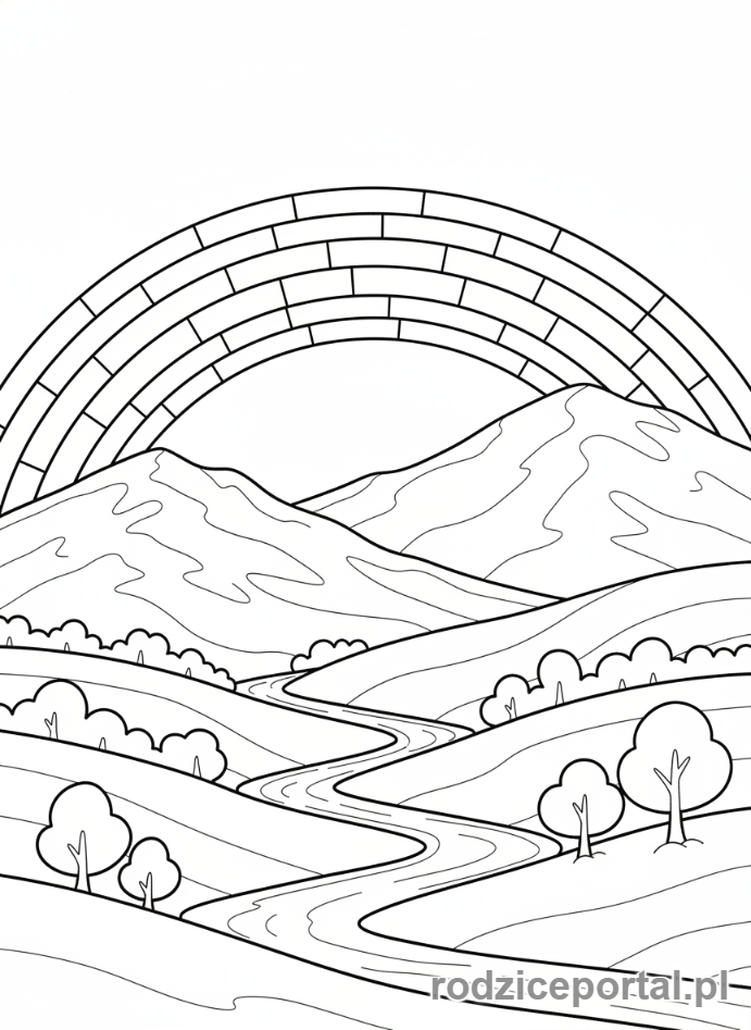 Kolorowanka Dla Dziewczynek - Tęcza nad górami