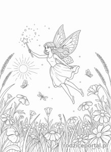 Kolorowanka Dla Dziewczynek - Wróżka z magiczną różdżką
