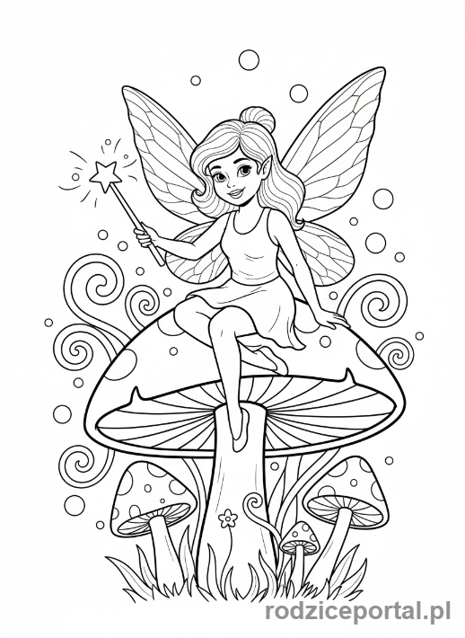 Kolorowanka Dla Dziewczynek - Wróżka z różdżką