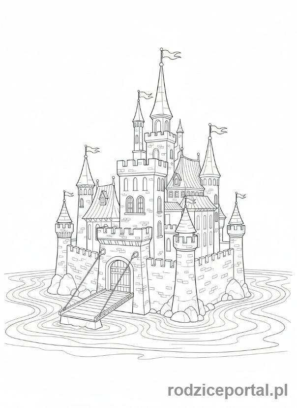 Kolorowanka Dla Dziewczynek - Zamek z mostem zwodzonym