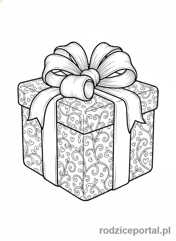 Kolorowanka Dzień Mamy - Prezent dla mamy owinięty wstążką