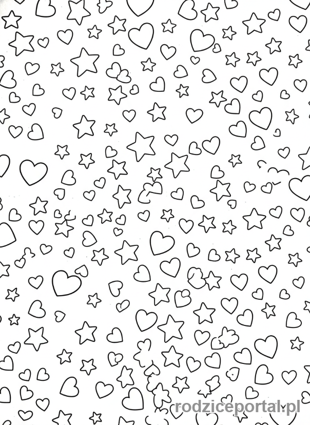 Kolorowanka Dzień Mamy - Wzór z serduszkami i gwiazdkami