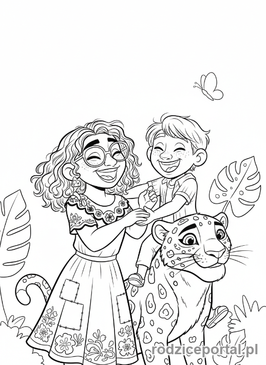 Kolorowanka Encanto - Mirabel i Antonio uśmiechnięci, razem