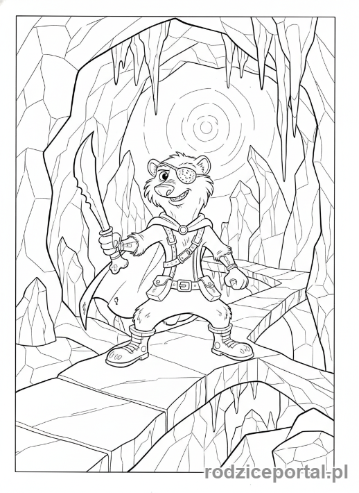 Kolorowanka Epoka Lodowcowa - Łasica Buck w podziemnej jaskini