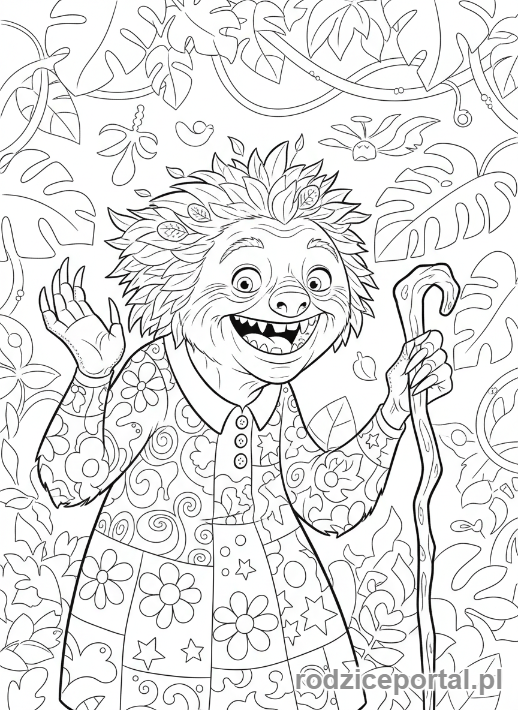 Kolorowanka Epoka Lodowcowa - Babcia Sida opowiadająca historię.